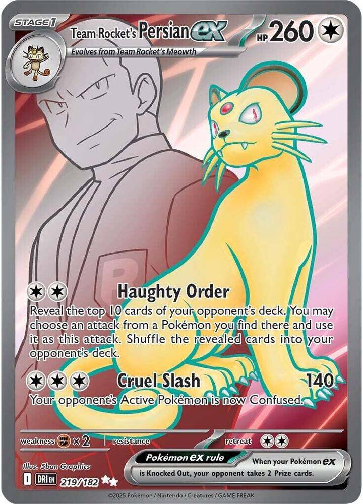 Team Rocket's Persian Ex 219/182 - Destined Rivals - Holofoil