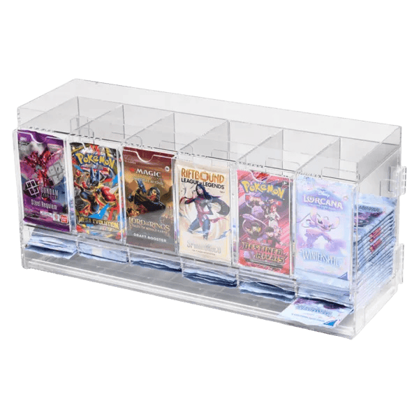The Acrylic Box - 6- Slot Booster Pack Dispenser met meerdere boosters