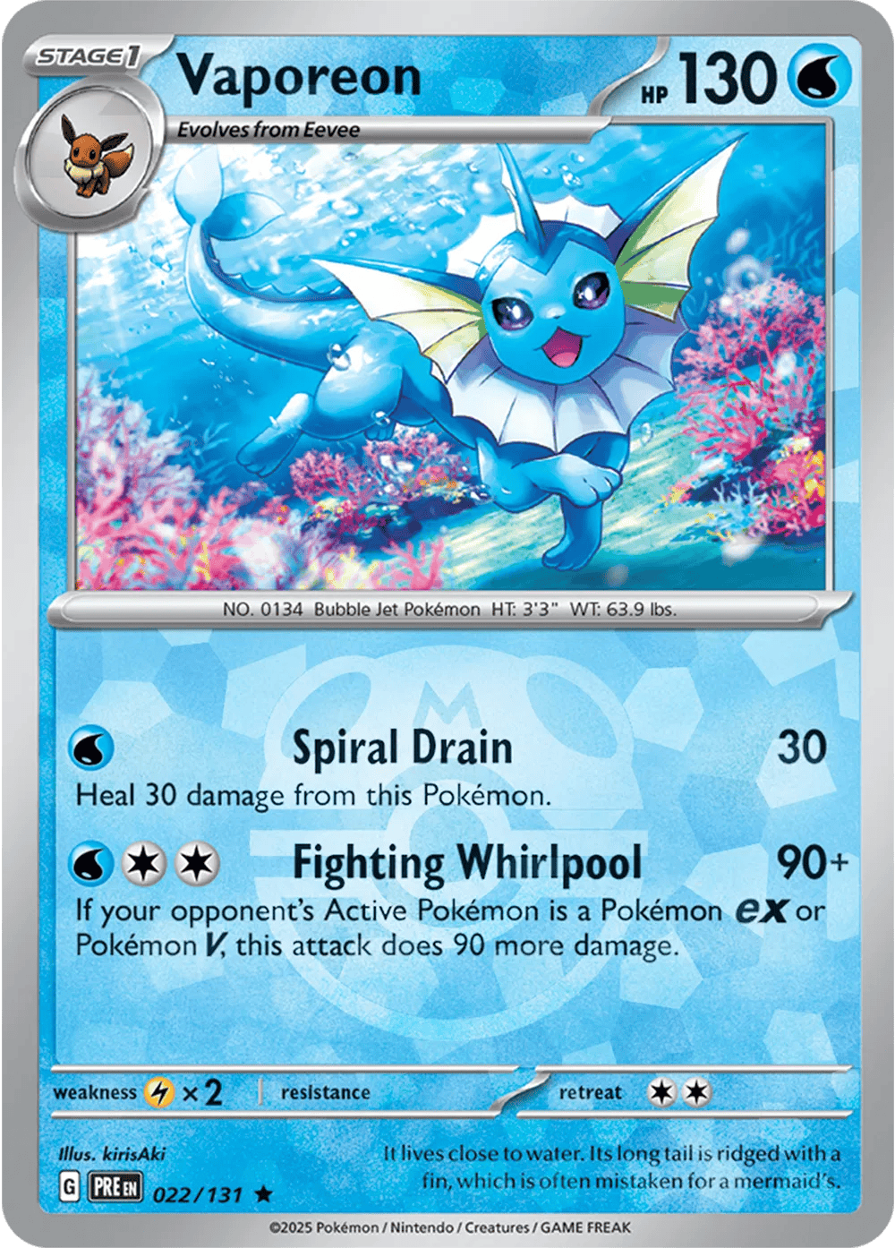 Vaporeon 022/131 - Prismatic Evolutions - Master Ball Pattern