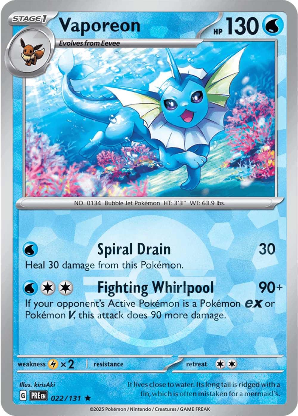 Vaporeon 022/131 - Prismatic Evolutions - Poke Ball Pattern