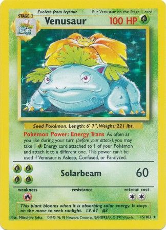Venusaur 15/102 - Base Set (Unlimited) - Holofoil