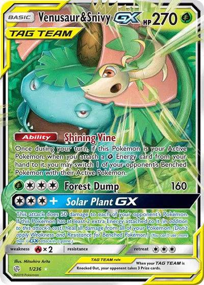 Venusaur & Snivy GX 1/236 - Cosmic Eclipse - Holofoil