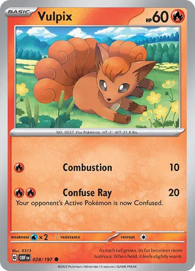 Vulpix 028/197 - Obsidian Flames - Reverse Holofoil