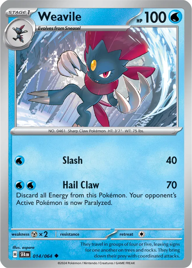Weavile 014/064 - Shrouded Fable - Reverse Holofoil