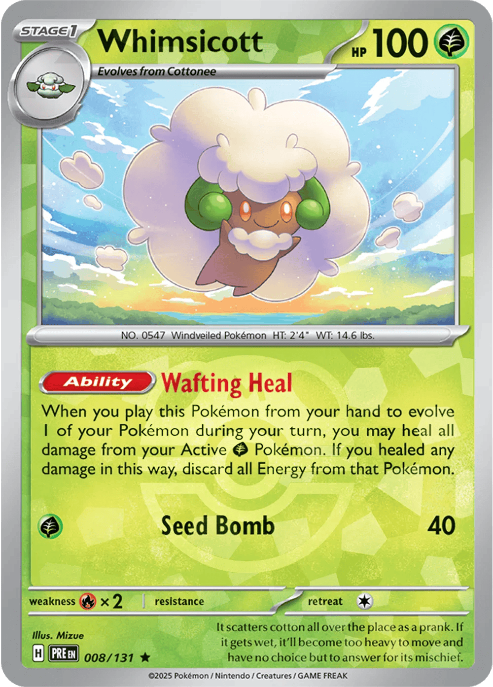 Whimsicott 008/131 - Prismatic Evolutions - Master Ball Pattern