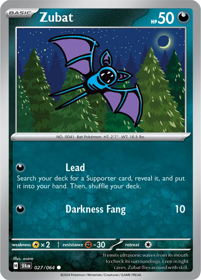 Zubat 027/064 - Shrouded Fable - Reverse Holofoil