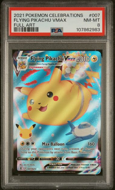 Fliegendes Pikachu VMAX (PSA 8) 7/25 - Celebrations - Holofolie