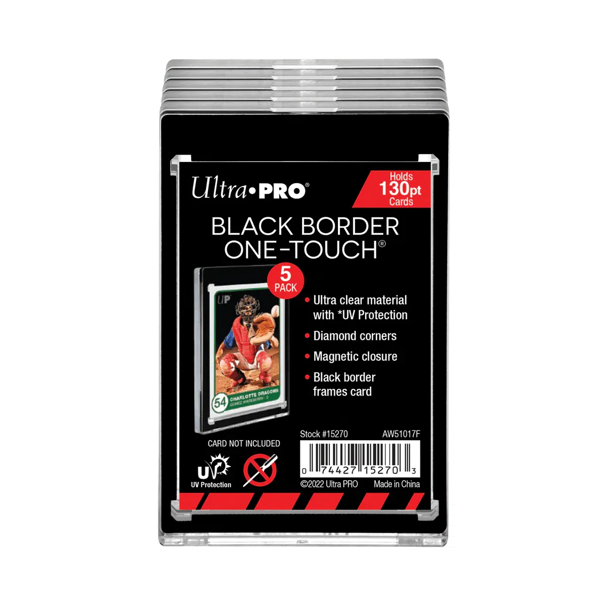 Ultra Pro - 130PT UV One-Touch Magnethalter mit schwarzem Rand, 5 Stück