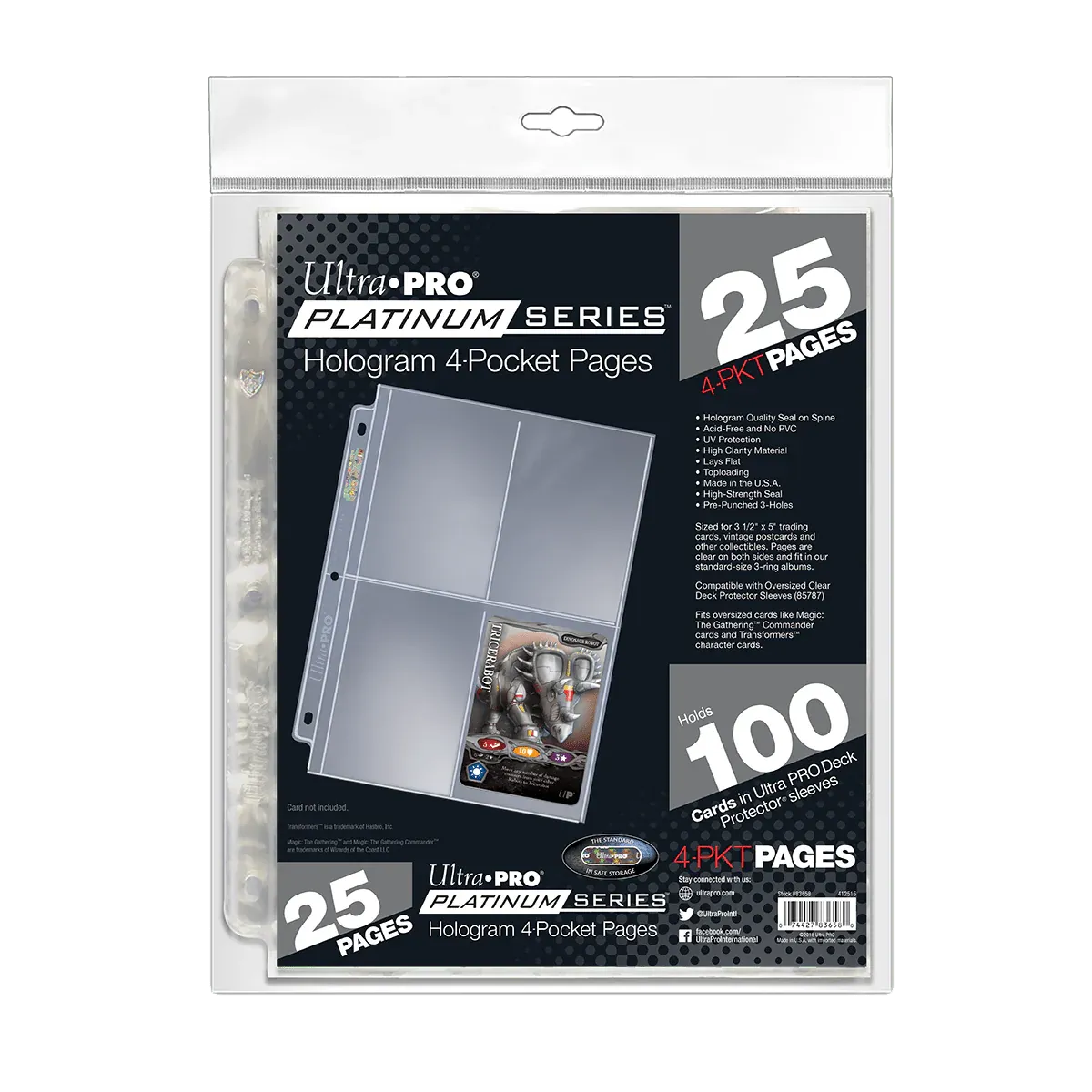 Ultra Pro - Ultra PRO Platinum Series 4-Pocket Pages 25 Pieces