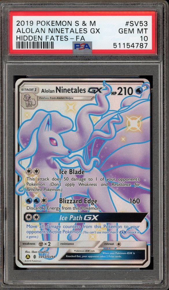 Alolan Ninetales GX (PSA 10) SV53/SV94 - Hidden Fates - Holofoil