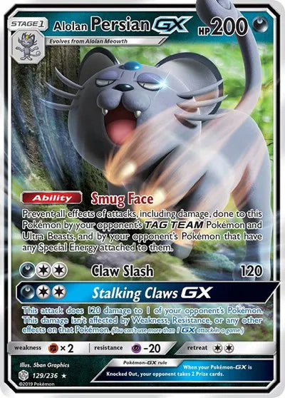 Alolan Persian GX 129/236 - Cosmic Eclipse - Holofoil