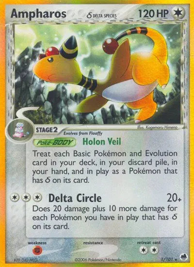 Ampharos (Delta Species) 1/101 - EX Dragon Frontiers - Holofoil
