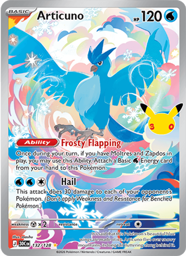 Articuno 132/128 - 30th Celebration - Holofoil
