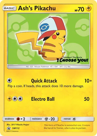 Ash's Pikachu SM112 - Sun  Moon Promo - Normal
