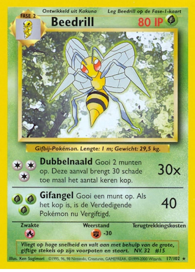 Beedrill (NL) 17/102 - Base Set (Unlimited) - Normal