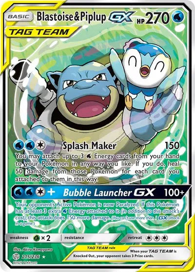 Blastoise & Piplup GX 215/236 - Cosmic Eclipse - Holofoil