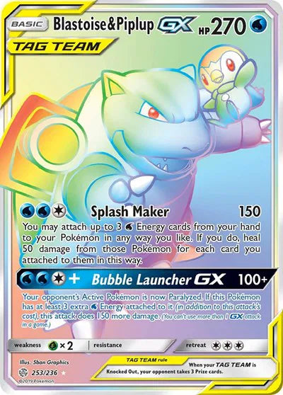 Blastoise & Piplup GX (Secret) 253/236 - Cosmic Eclipse - Holofoil