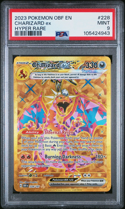Charizard ex (PSA 9) 228/197 - Obsidian Flames - Holofoil