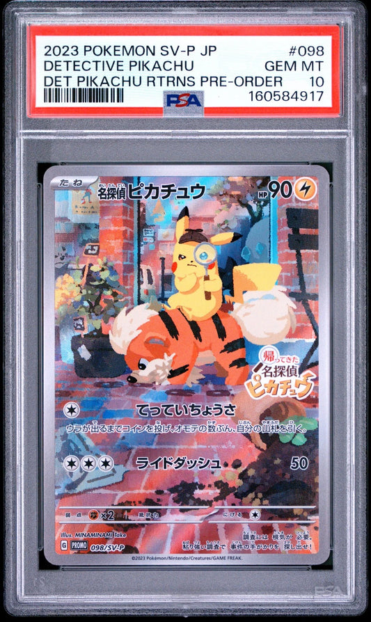 Detective Pikachu (JP - PSA 10) 098/SV-P - Scarlet & Violet Promo - Holofoil