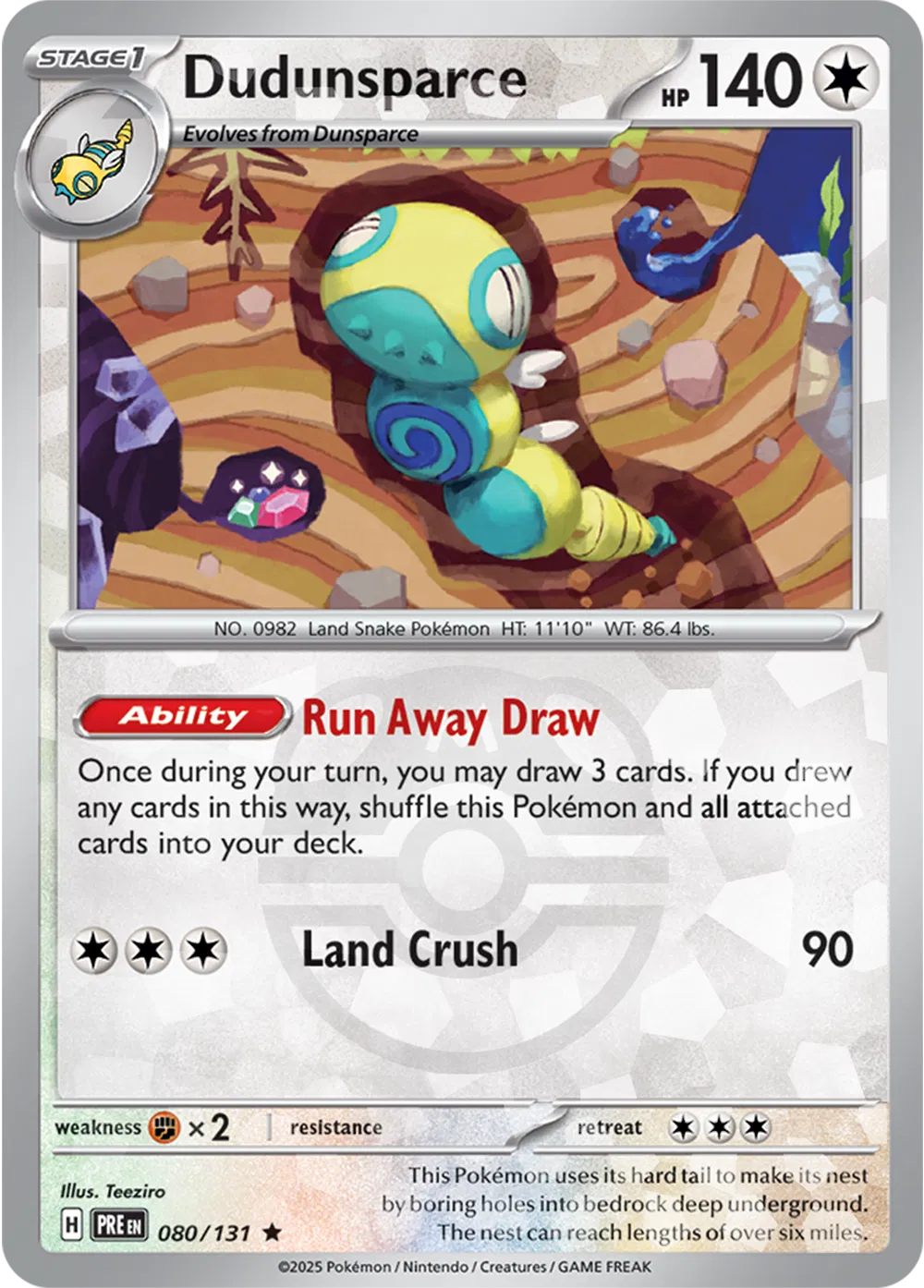 Dudunsparce 080/131 - Prismatic Evolutions - Master Ball Pattern
