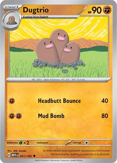 Dugtrio 051/165 - Scarlet & Violet 151 - Reverse Holofoil