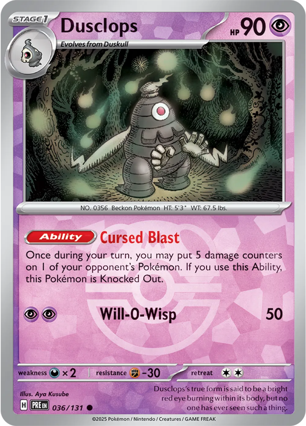 Dusclops 036/131 - Prismatic Evolutions - Master Ball Pattern