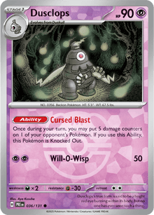 Dusclops 036/131 - Prismatic Evolutions - Master Ball Pattern