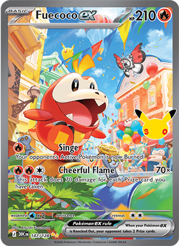 Fuecoco ex 147/128 - 30th Celebration - Holofoil