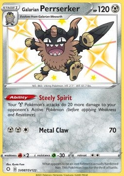 Galarian Perrserker SV087/SV122 - Shining Fates: Shiny Vault - Holofoil