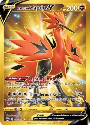 Galarian Zapdos V 182/172 - Brilliant Stars - Holofoil