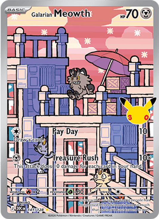 Galarian Meowth 141/128 - 30th Celebration - Holofoil