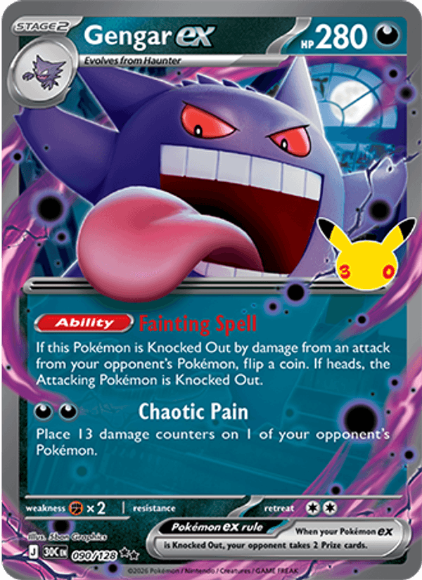 Gengar ex 090/128 - 30th Celebration - Holofoil