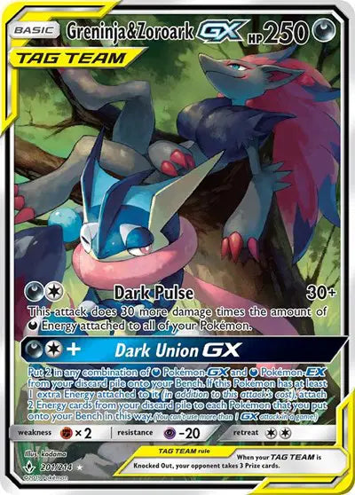 Greninja & Zoroark GX 201/214 – Unbroken Bonds – Holofoil