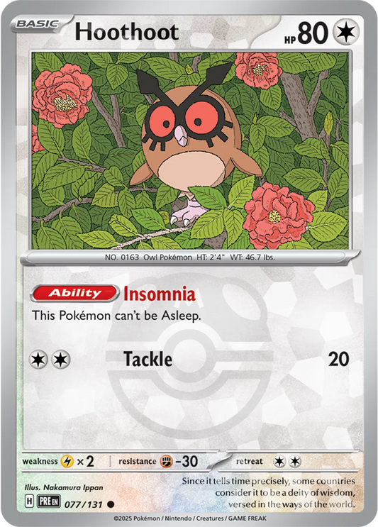 Hoothoot 077/131 - Prismatic Evolutions - Master Ball Pattern