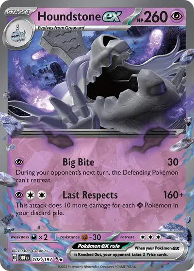 Houndstone ex 102/197 - Obsidian Flames - Holofoil