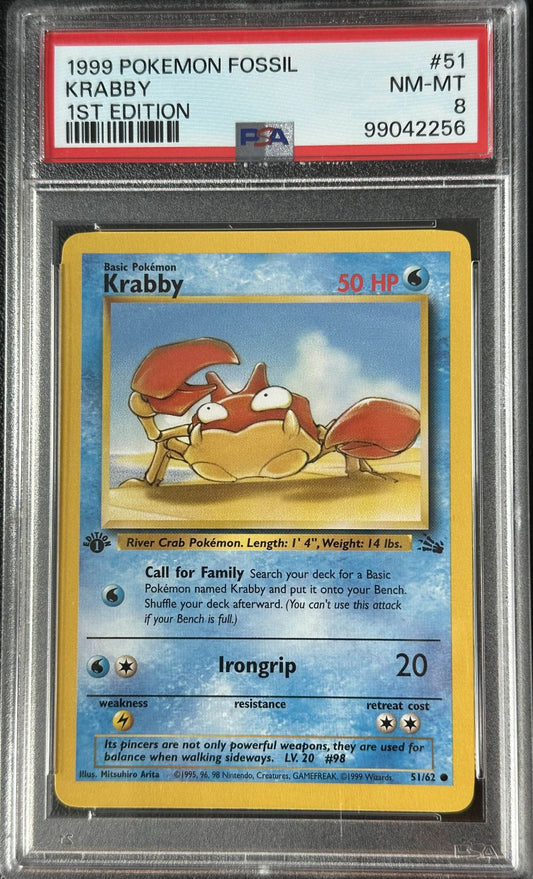 Krabby 1st Edition (PSA 8) 51/62 - Fossil – Normal