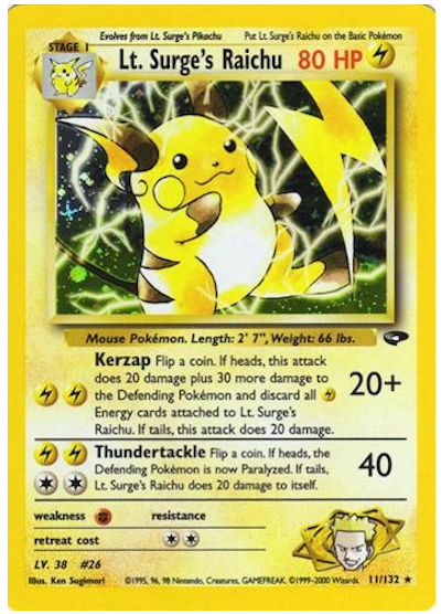 Lt. Surge's Raichu 11/132 - Gym Challenge (Unlimited) - Holofoil