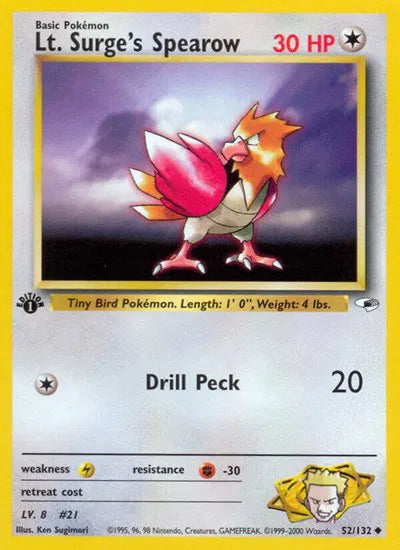 Lt. Surge's Spearow 52/132 - Gym Heroes (Unbegrenzt) - Normal