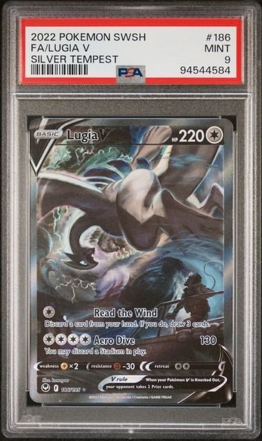 Lugia V (PSA 9) 186/195 - Silver Tempest - Holofoil