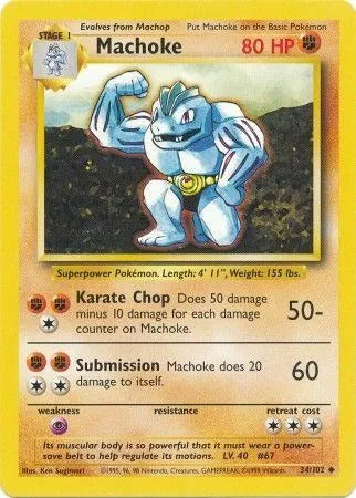 Machoke 34/102 - Base Set (Unlimited) - Normal