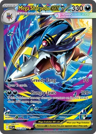 Mega Sharpedo ex 127/094 - Phantasmal Flames - Holofoil