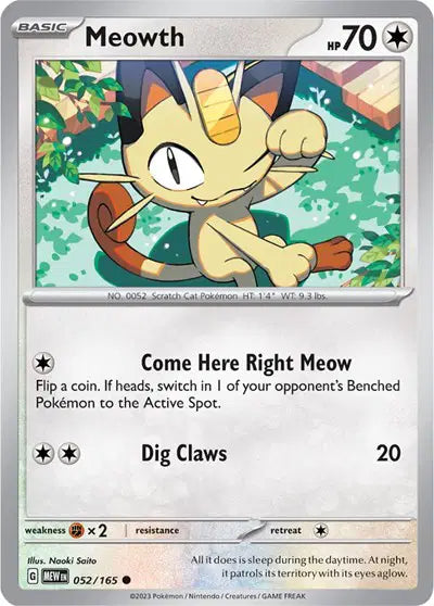 Meowth 052/165 - Scarlet & Violet 151 - Reverse Holofoil