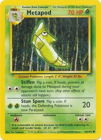 Metapod 54/102 - Base Set (Unlimited) - Normal