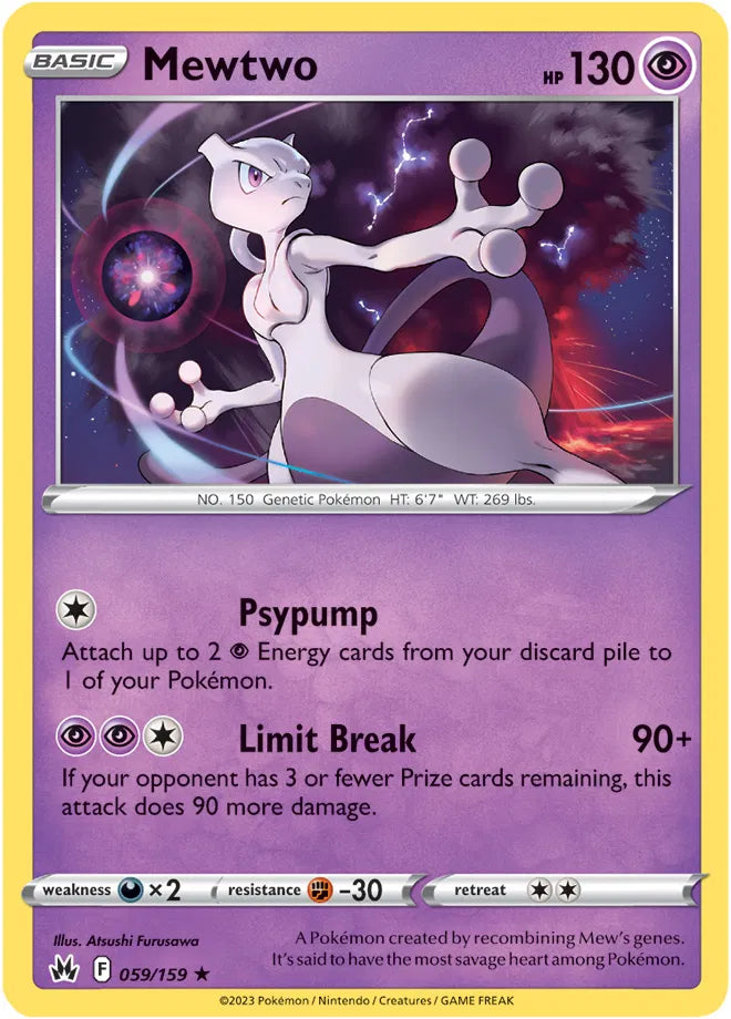 Mewtwo 059/159 - Crown Zenith - Reverse Holofoil