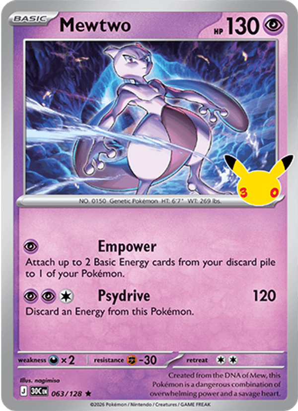 Mewtwo 063/128 - 30th Celebration - Holofoil