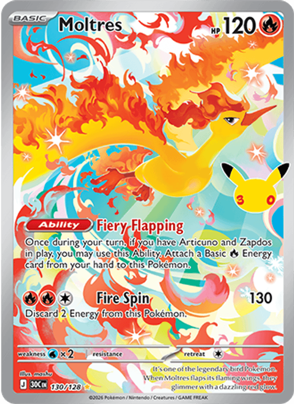 Moltres 130/128 - 30th Celebration - Holofoil