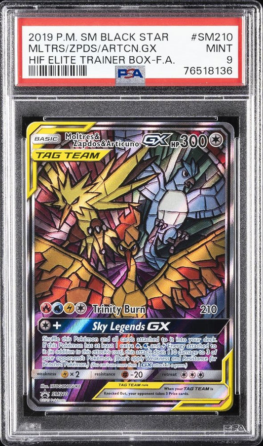 Moltres & Zapdos & Articuno GX (PSA 9) SM210 - Sun & Moon Promo - Holofoil