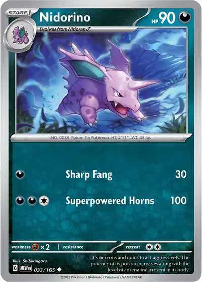 Nidorino 033/165 - Scarlet & Violet 151 - Reverse Holofoil