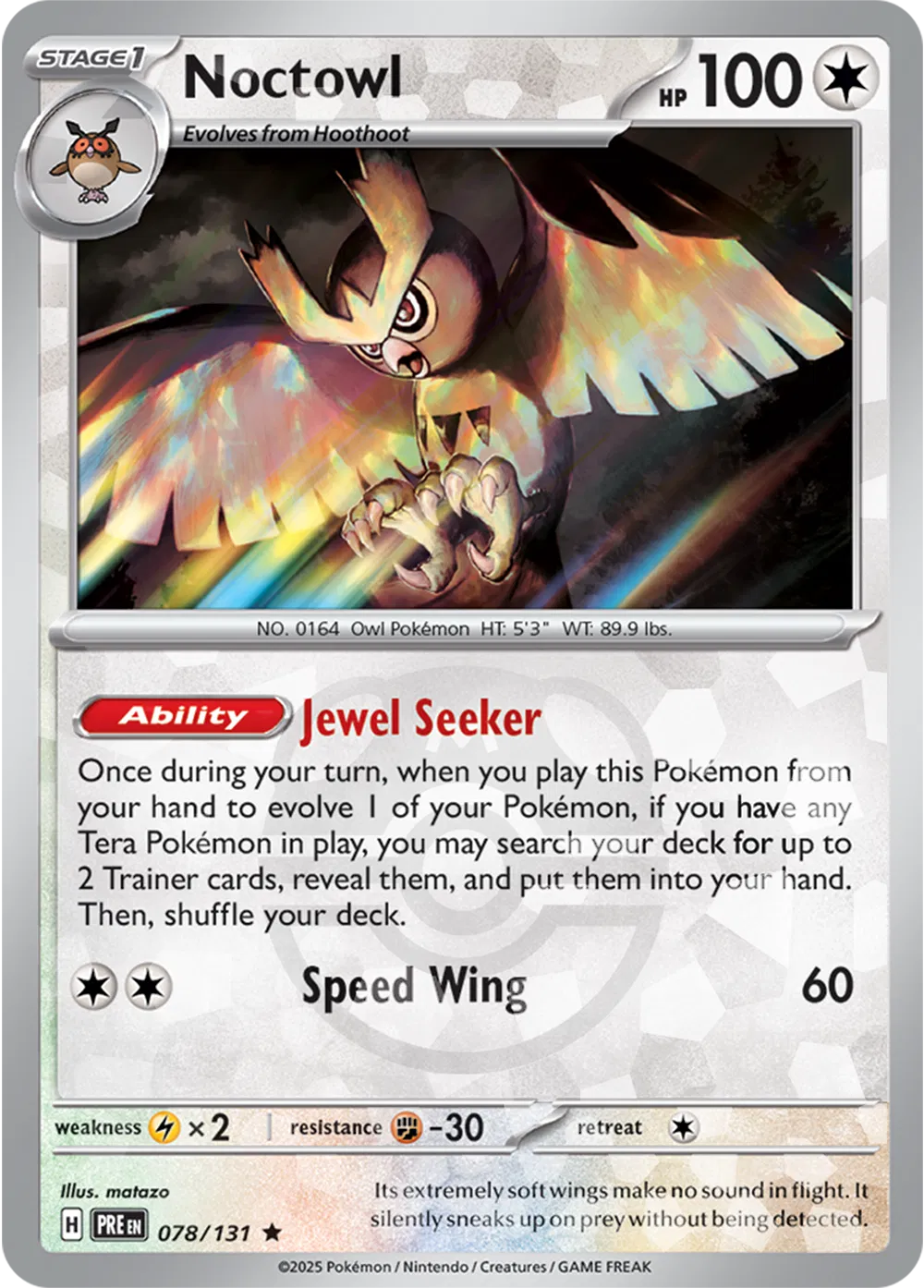 Noctowl 078/131 - Prismatic Evolutions - Master Ball Pattern