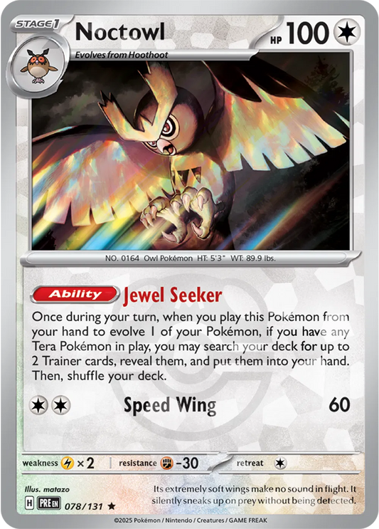 Noctowl 078/131 - Prismatic Evolutions - Master Ball Pattern